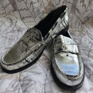 Women's Silver Loafers